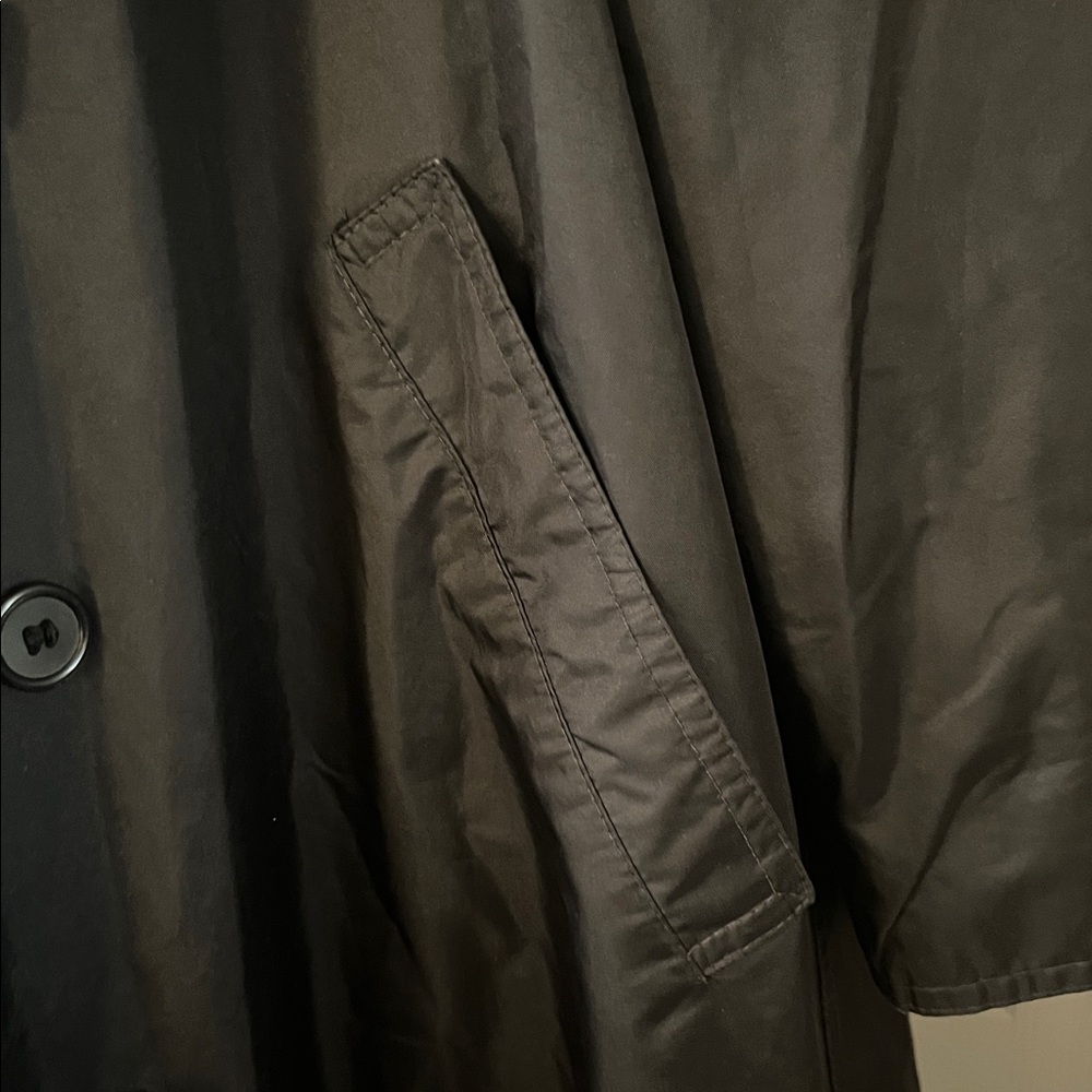 Luba Vintage Womans Black Nyon Asymmetrical Long Quilted Trench Rain Coat 9/10 - Picture 6 of 15